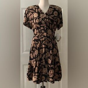 NWT 100% Silk Jones New York Deadstock Vintage Floral button front dress 6